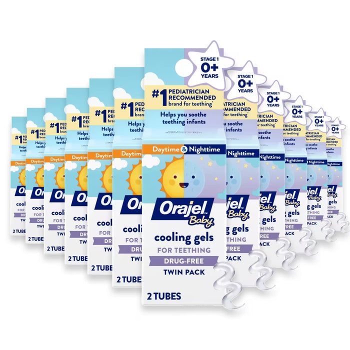 Orajel Baby -Cooling Gels for Teething, Drug-Free, Twin Pack, 2 Tubes - 0.18 oz - 24 Pack