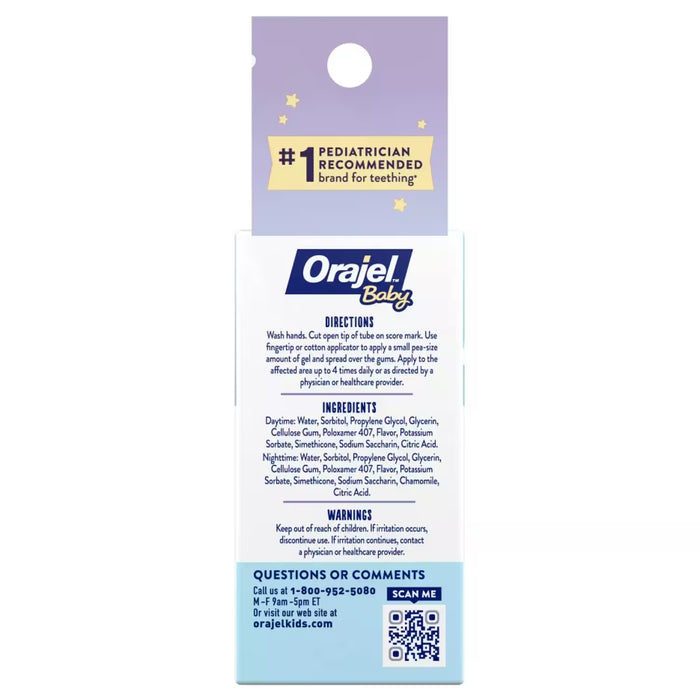 Orajel Baby -Cooling Gels for Teething, Drug-Free, Twin Pack, 2 Tubes - 0.18 oz - 24 Pack