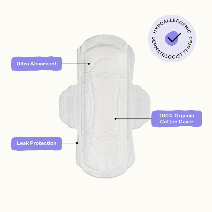 Organic Cotton Cover Calming Herbal Infusion Regular Pads With Wings