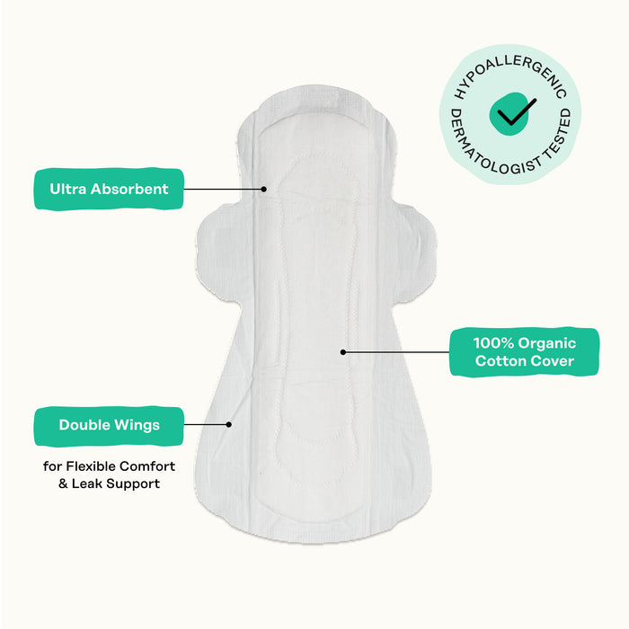 Organic Cotton Cover Cooling Herbal Infusion Super Pads