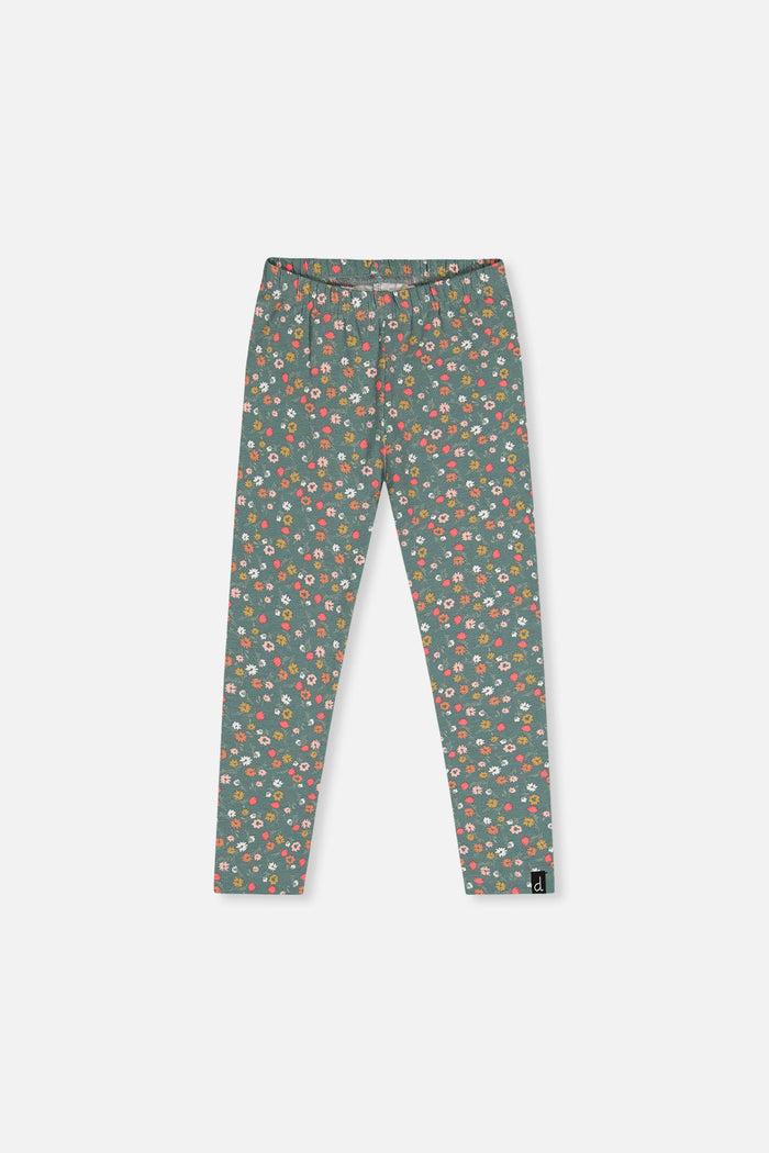 Organic Cotton Leggings Green Floral Print-0