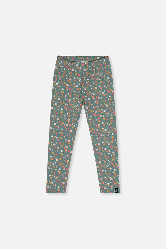 Organic Cotton Leggings Green Floral Print-0