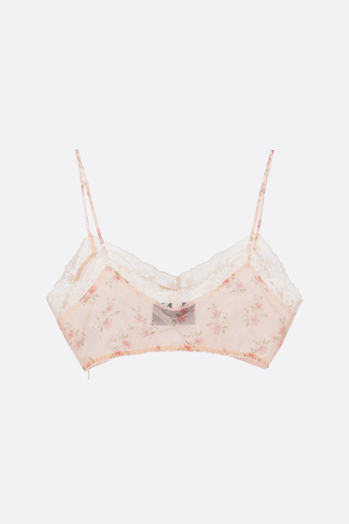 organza bralette top with floral print
