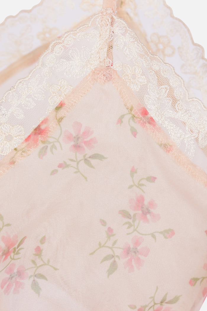 organza bralette top with floral print
