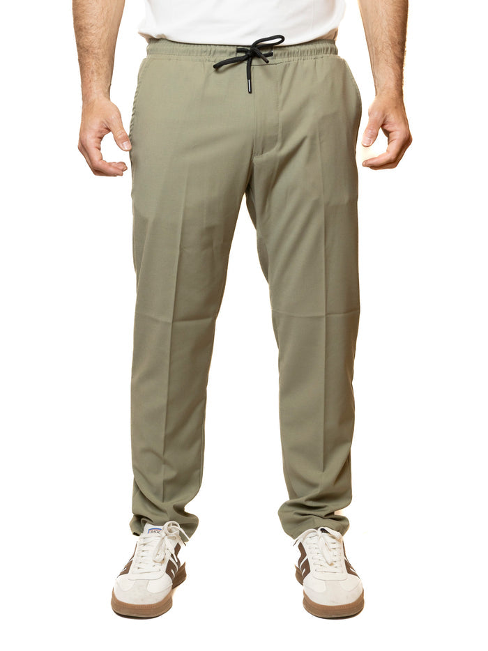 QB24 pantalone cotone verde 0126178 COTONE-GREEN