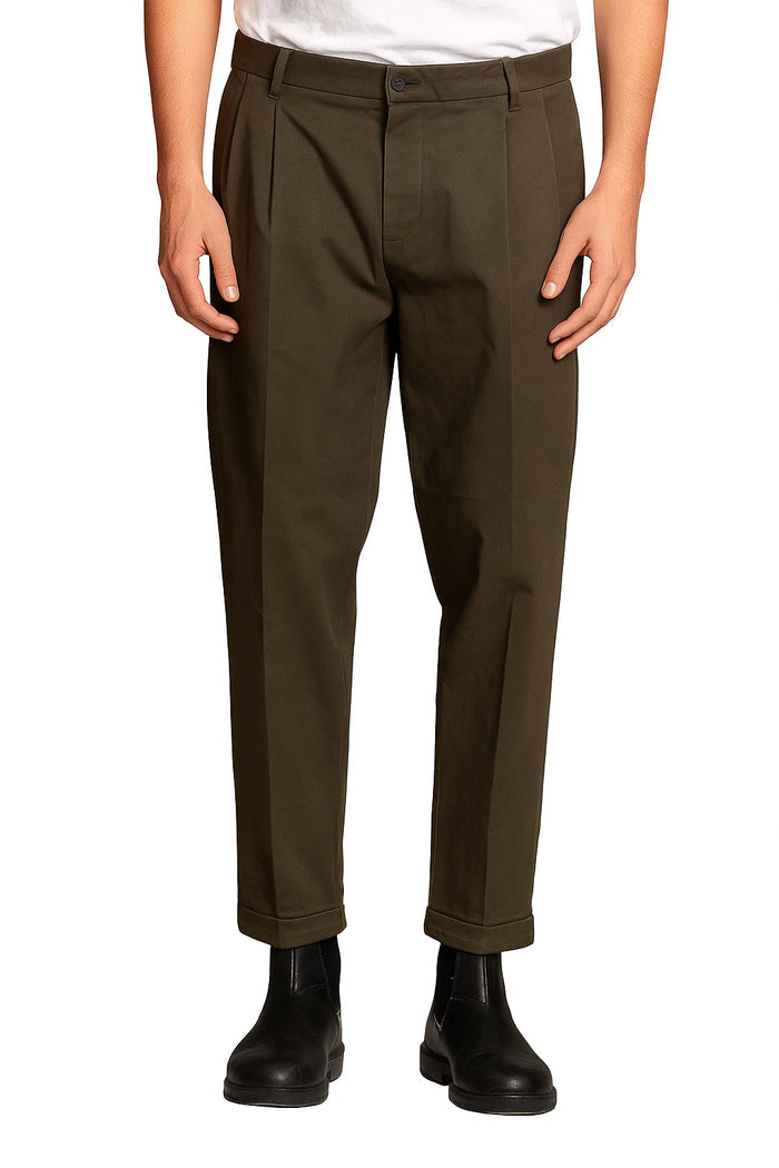 IMPURE pantaloni devis verdi DEVIS CHINO-GREEN