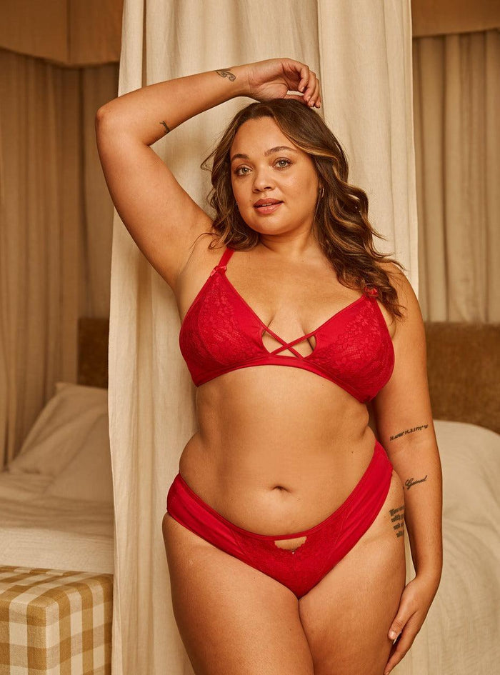 Passion Red Lace Organic Cotton and Silk Bralette – Juliemay Lingerie