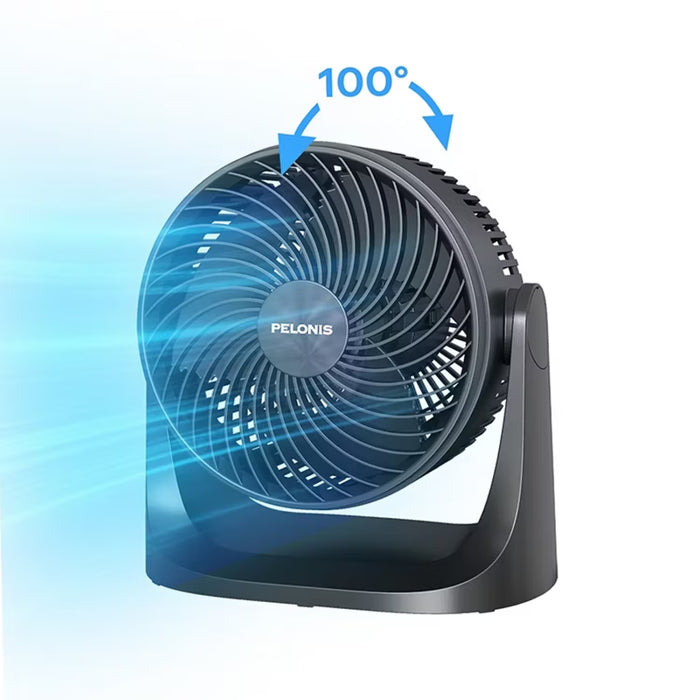 Pelonis 7-Inch Vortex Air Circulator Fan with 3 Speed Settings, Compact Portable Design - Black