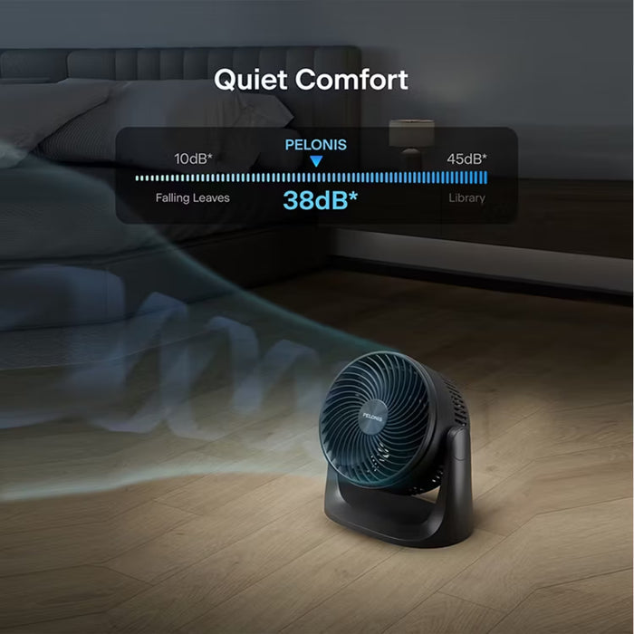 Pelonis 7-Inch Vortex Air Circulator Fan with 3 Speed Settings, Compact Portable Design - Black