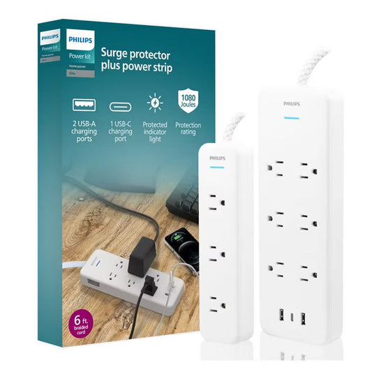 Philips Elite Power Kit 2 Pack Surge Protector Power Strip USB