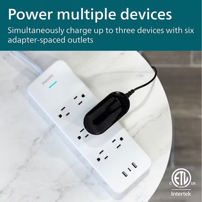 Philips Elite Power Kit 2 Pack Surge Protector Power Strip USB