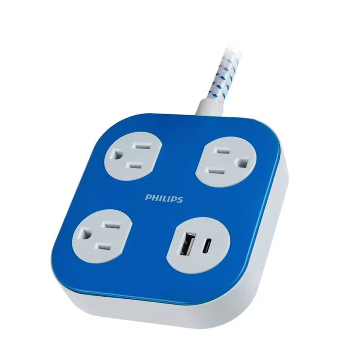 Philips EZFit Surge Protector with USB Charging 2 Pack, 6 Grounded Outlets