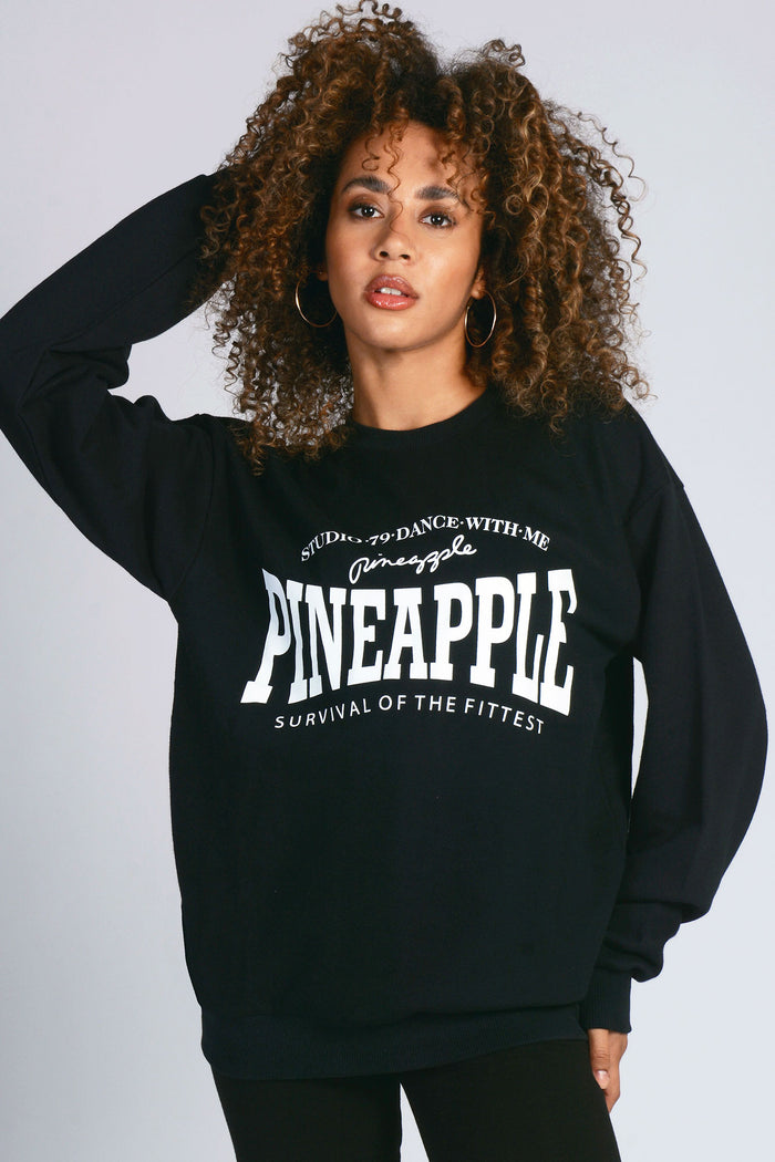 Woman wearing Pineapple black Unisex Sweat Top