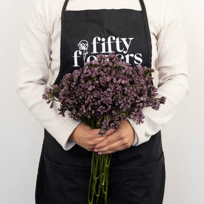 Plum Noir Tinted Statice Flower Apron - Image
