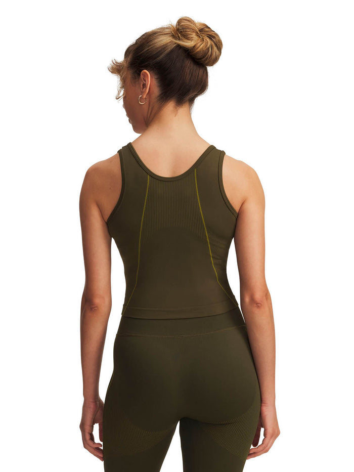 Polera sin manga de entrenamiento para mujer Vanish Seamless verde Under Armour