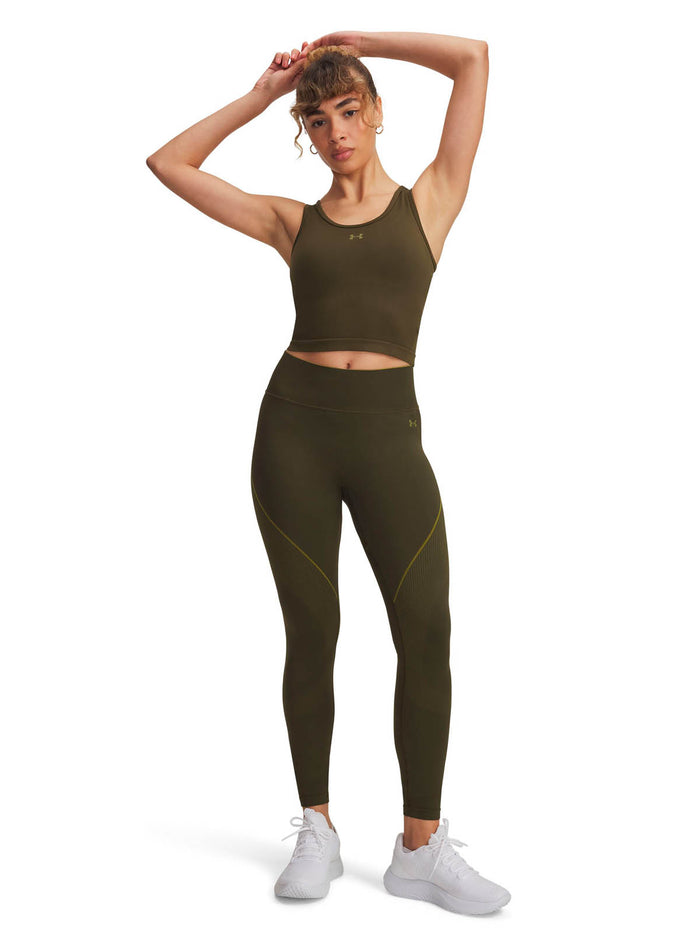 Polera sin manga de entrenamiento para mujer Vanish Seamless verde Under Armour