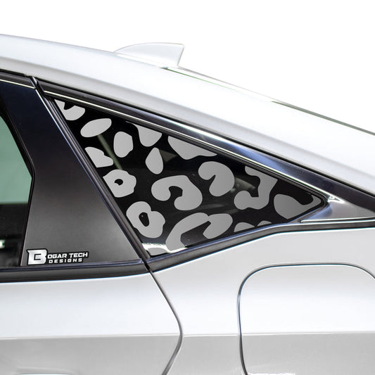 Precut Animal Cow & Leopard Vinyl Print Decals Rear Quarter Window Fits Honda Civic Sedan 2022 2023 2024 - Bogar Tech Designs