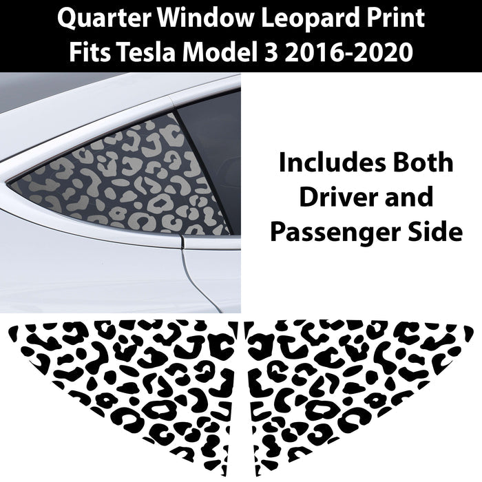 Precut Quarter Window Leopard Print Vinyl Decal Sticker Fits Tesla Model 3 - Bogar Tech Designs