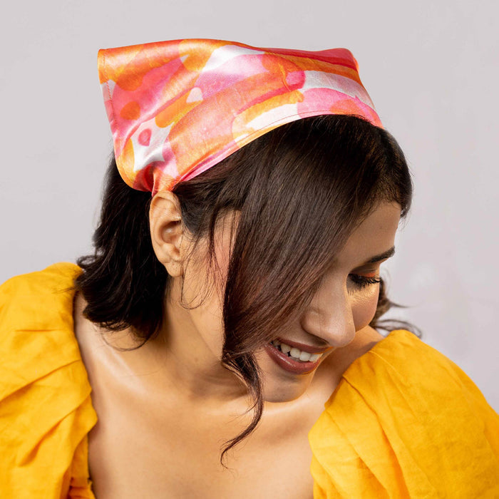 Pretty in Pink Abstract Headscarf Headband with Elastic