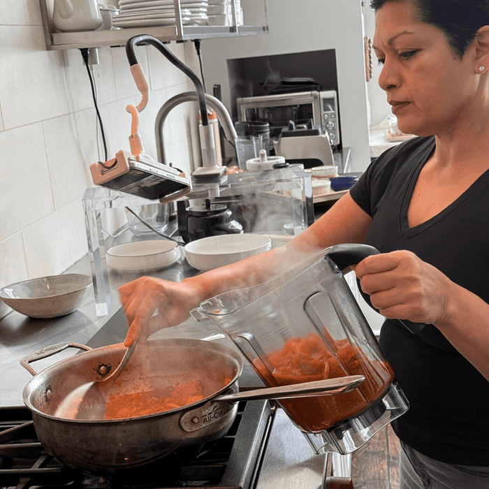 Anupy cooking during one of her Virtual Private Classes