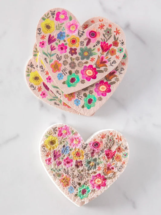 Puff Up Sponges, Set of 5 - Heart-view 1