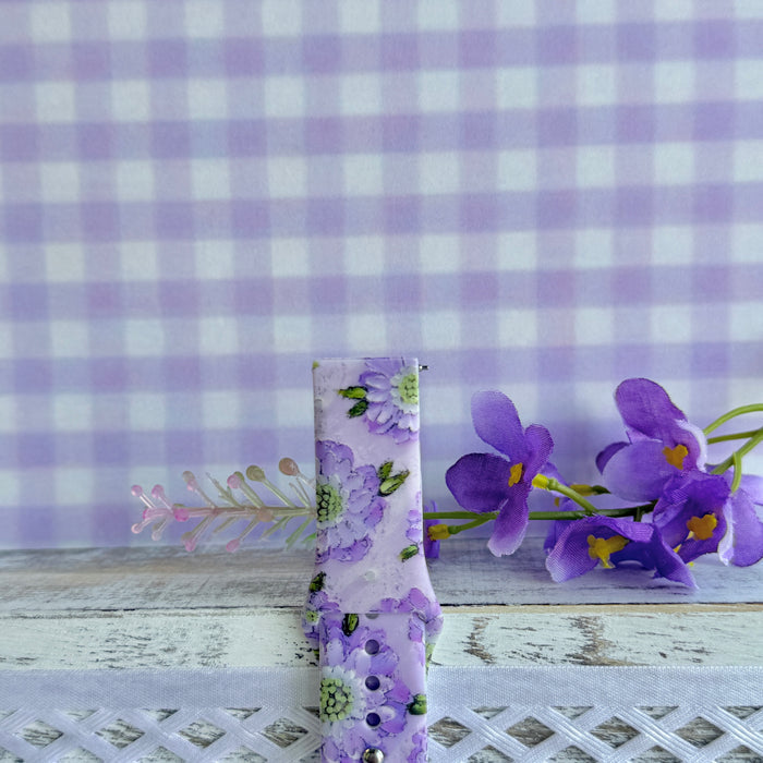 Purple Wildflower Print Silicone Band For Samsung Watch â â¨ Features Washable & sweat-ready â easy-clean silicone for gym, swim, and daily life.