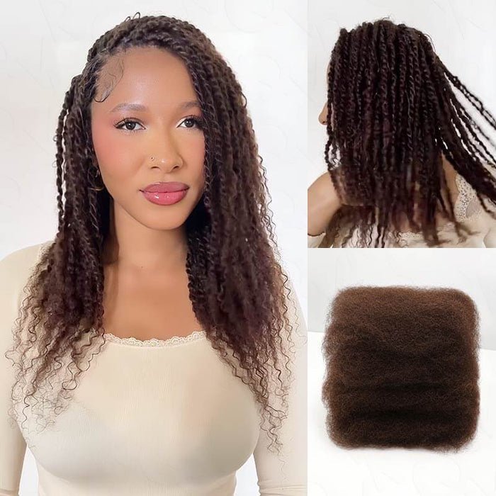 QVR 1 Pack Dark Brown Afro kinky Bulk Human Hair