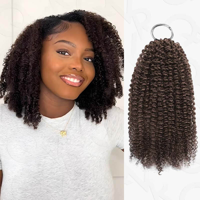 qvr machine made dark brown #4 afro kinky curly machinde made crochet hair extensions