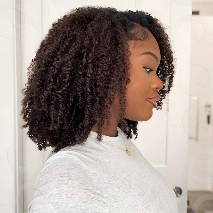 dark brown colored afro kinky curly crochet hair 100% human hair