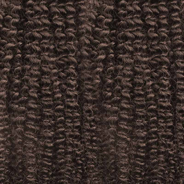 Dark brown crochet human hair extension with small afro kinky curls, featuring a natural texture and premium quality.