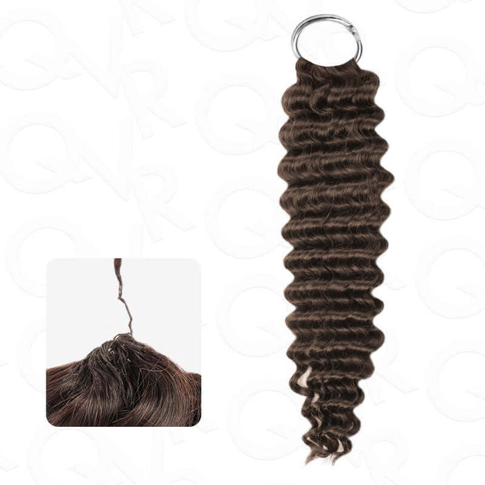 Dark brown #4 crochet human hair extension with body wave texture, suitable for styling and restyling.