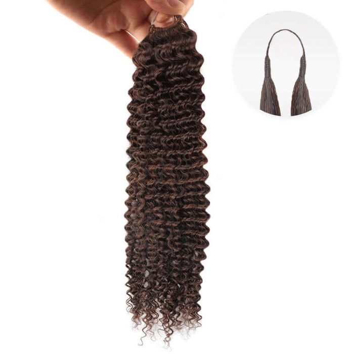 one pack colored dark brown crochet hair invisible connection string