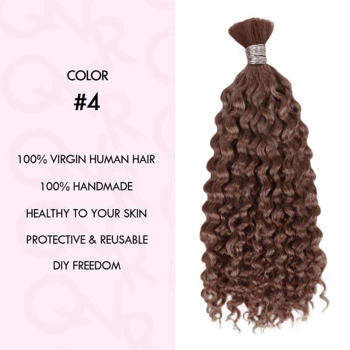 100 human hair dark brown deep wave bulk braiding hair