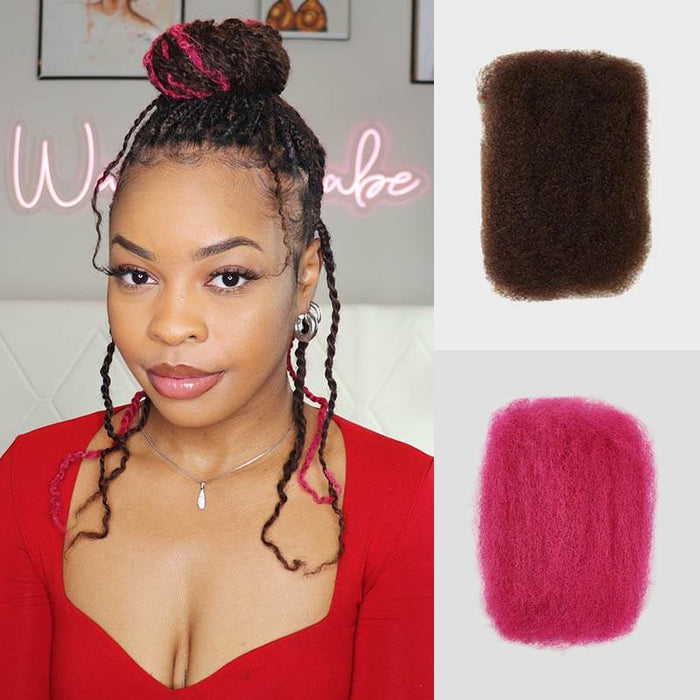 dark and light pink afro kinky bulk hair