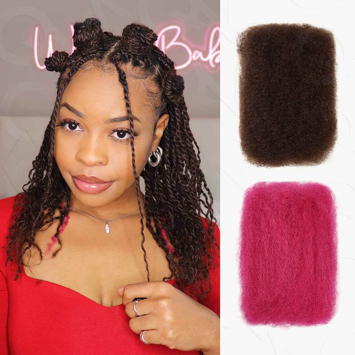 brown+pink two colros afro kinky bulk hair