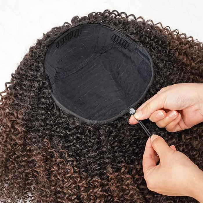 glueless human hair wigs, half wigs with adjustable drawstring