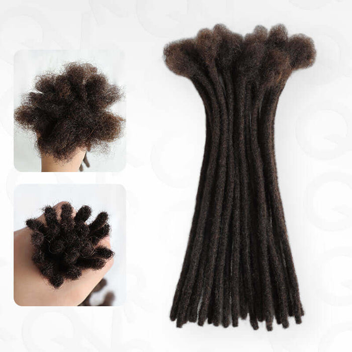deep brown colored human hair dreadlock extensions