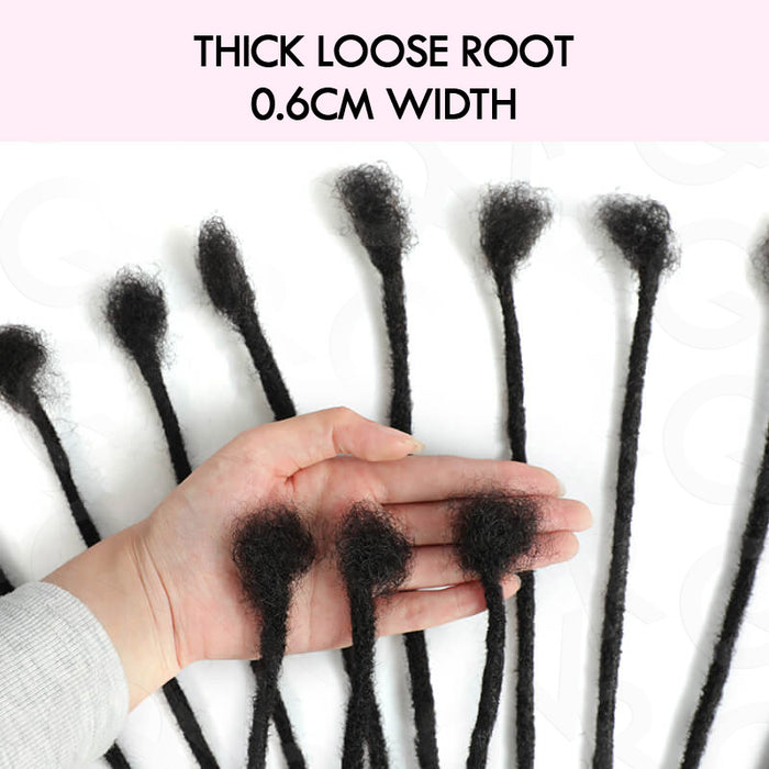 thick loose roots of natural black handmade dreadlock extensions