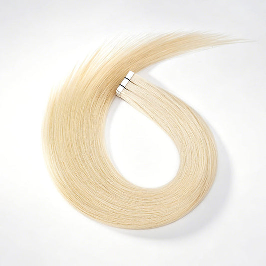 QVR Invisible Straight Tape In Hair Extensions Natural Black Premium #613 Blonde Human Hair