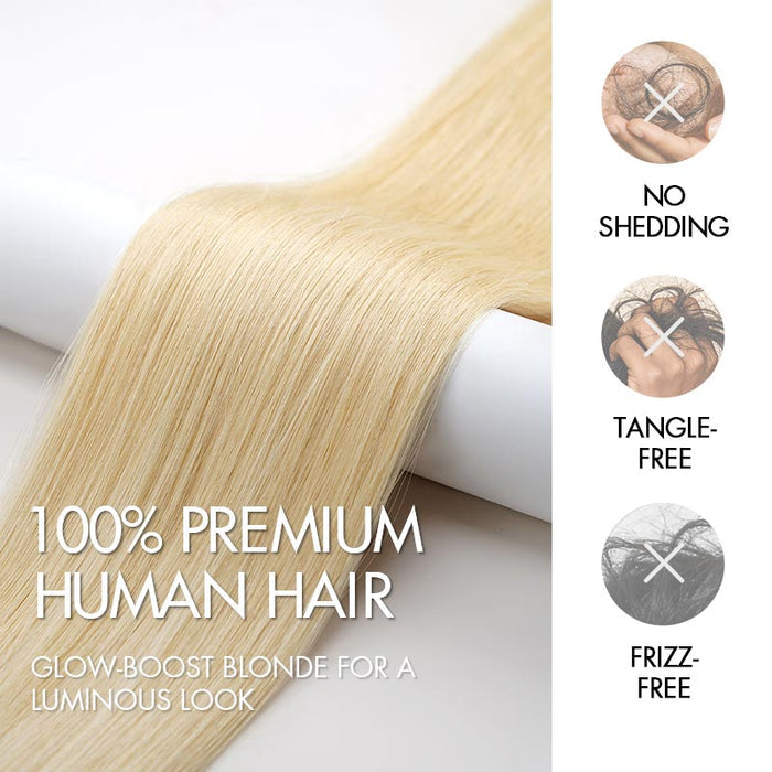 QVR Invisible Straight Tape In Hair Extensions Natural Black Premium #613 Blonde Human Hair