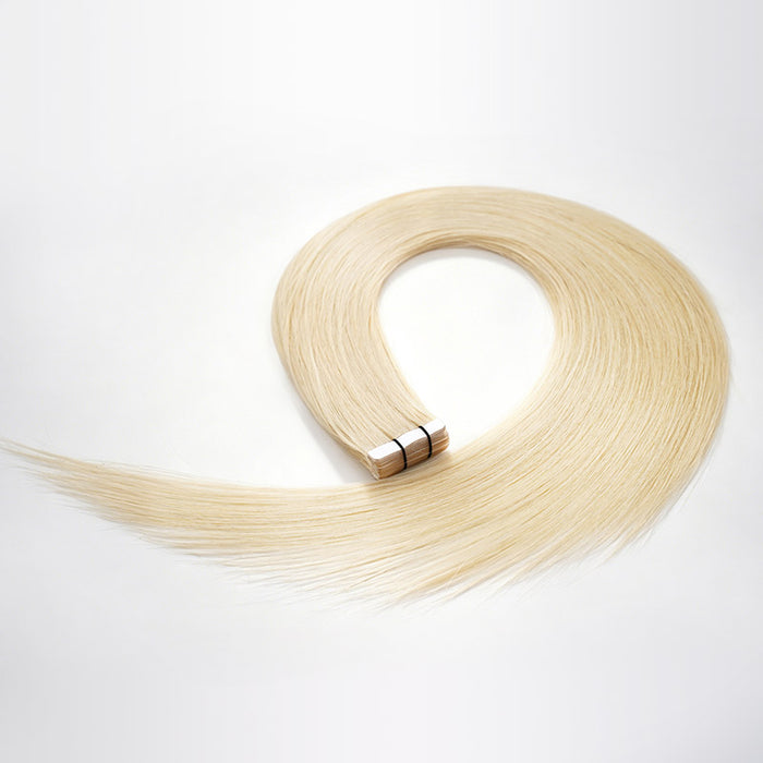 QVR Invisible Straight Tape In Hair Extensions Natural Black Premium #613 Blonde Human Hair