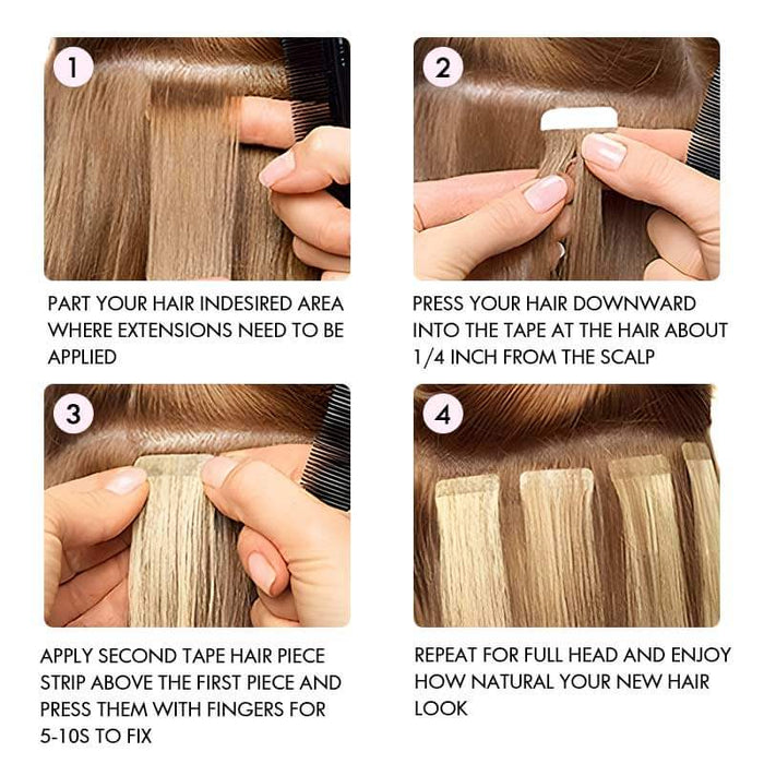 instruction for how to install qvr tape in hair extensions