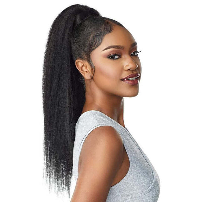 QVR kinky straight ponytail hair extensions human hair