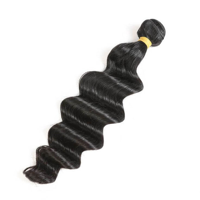1 bundle loose deep wave natural black human hair weave