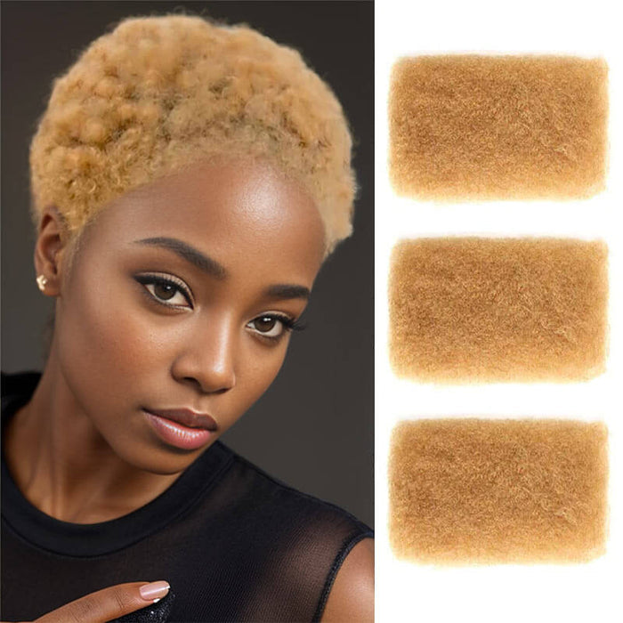 low cut honey blonde afro kinky bulk human hair