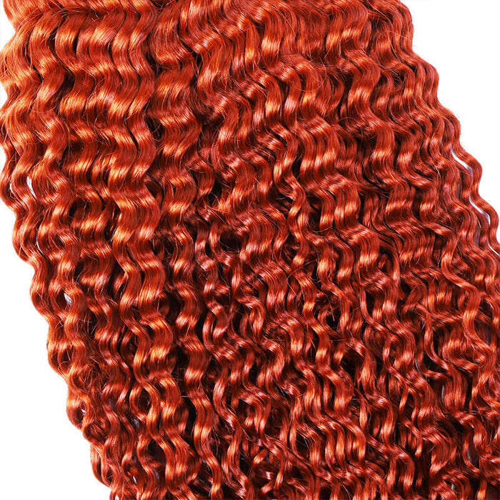 orange colored kinky curly human bulk hair extensions