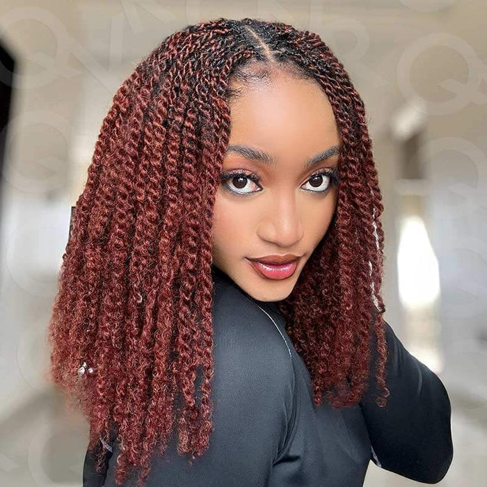 afro kinky hair extensions reddish brown colored human hair extensions