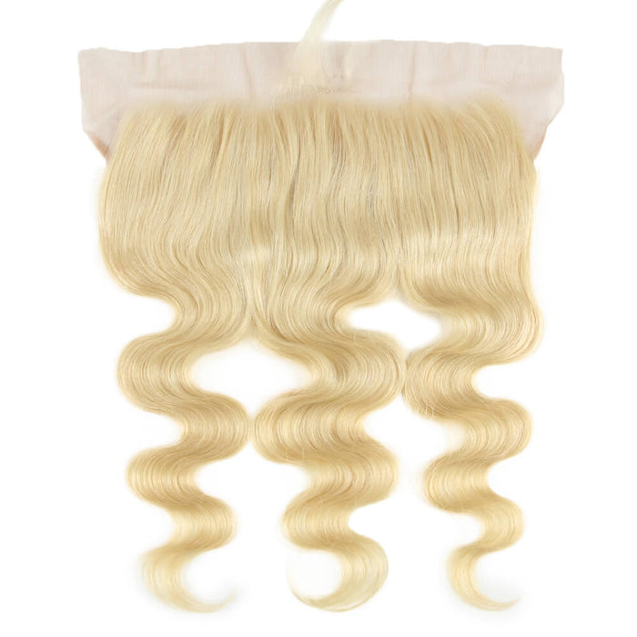 qvr 613 blonde body wave human hair weave with 13x4 lace closure