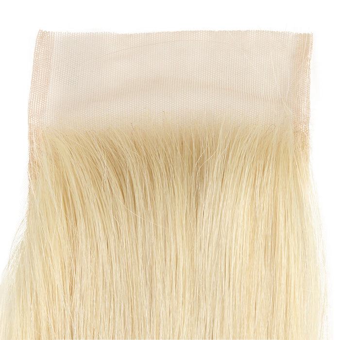 pre plucked silky straight 613 blonde human hair with 4x4 lace closure
