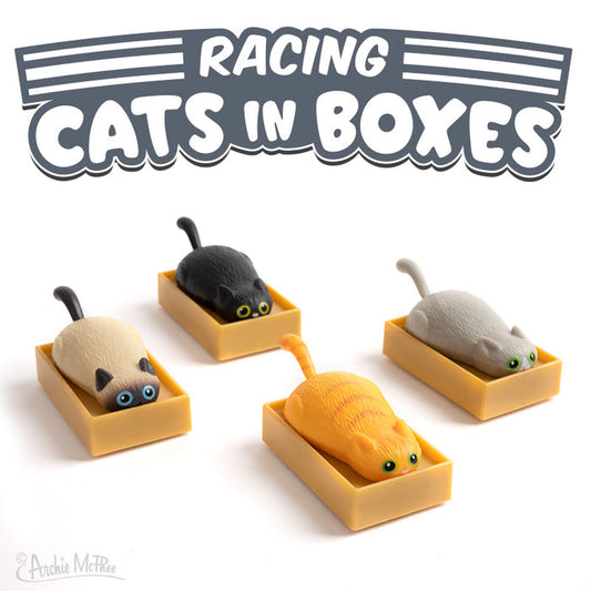 Immerse yourself in the thrill of fast-paced fun with Racing Cats in Boxes, crafted from soft vinyl and plastic. Each set features playful cats in boxes, providing endless entertainment for all ages.